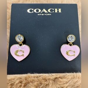 Coach Pink Heart Earrings with Gold and Silver Accents